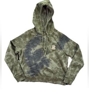 Vans Tie Dye Cropped Hoodie Women's XS Green Skater Grunge Boho Indie Hippie